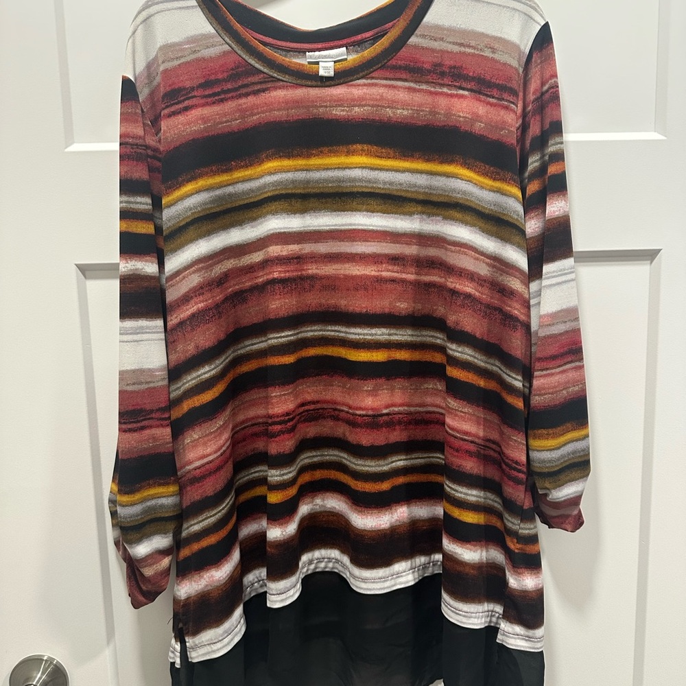 Avenue Multicolor Striped Long Sleeve Top